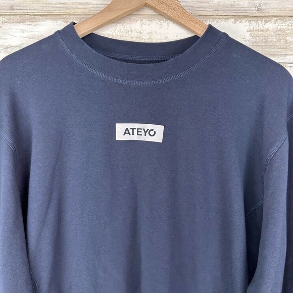 ATEYO Unisex Duo Pullover Gaming Sweatshirt Size Medium Navy Blue Crew Neck - Picture 3 of 12